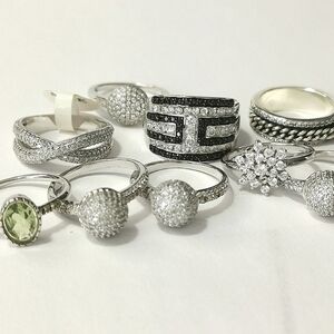 Lot of 9 rings Repair/ Manufacturers Seconds Sterling Silver Peridot CZ